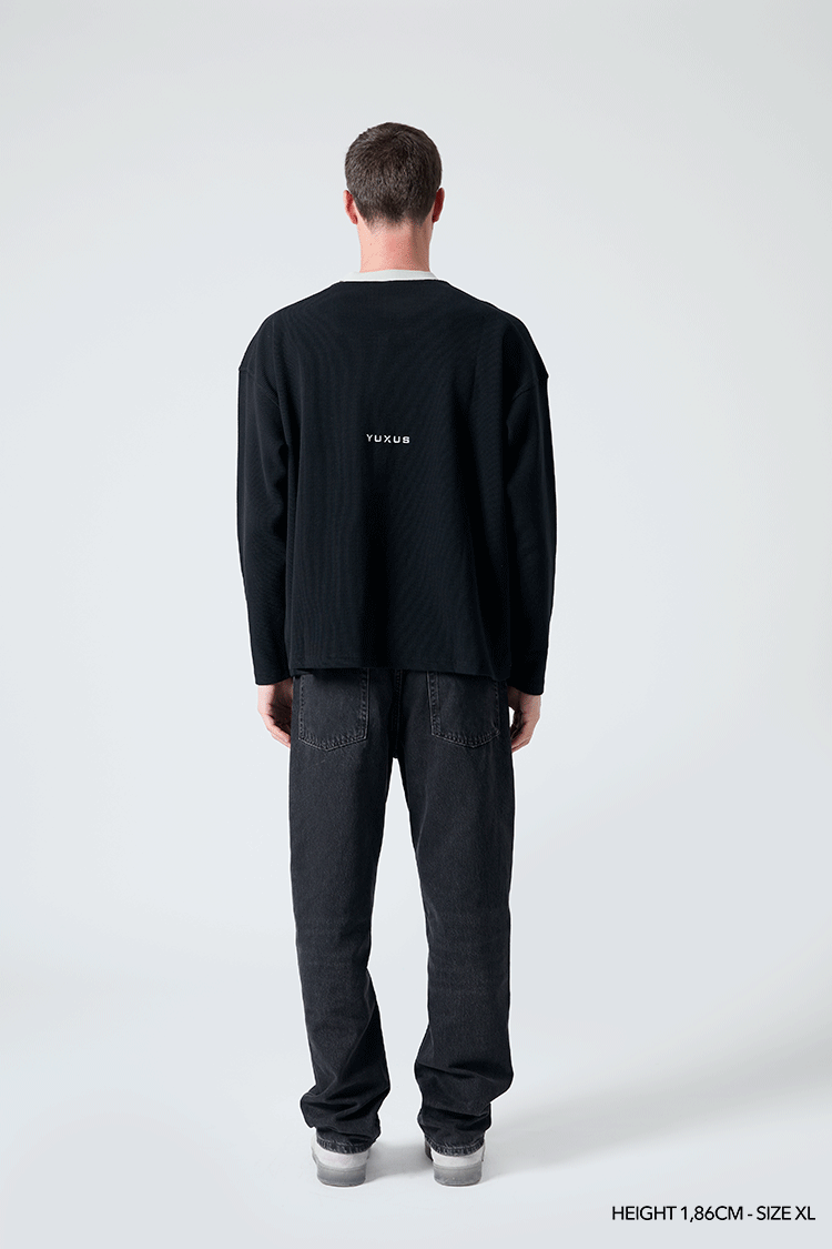 BLACK "CRONOS" WAFFLE LONGSLEEVE