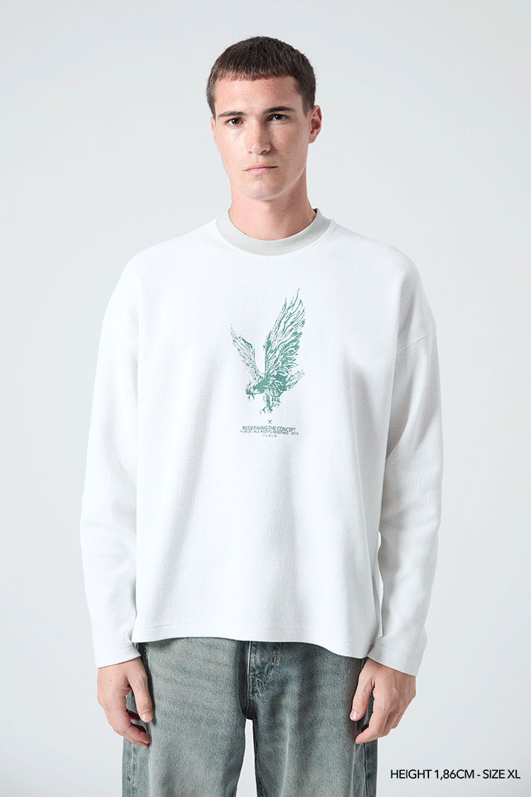 WHITE "CRONOS" WAFFLE LONGSLEEVE